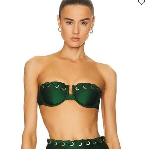 Zimmermann Devi Eyelet Balconette Bra Swim Top Emerald Green